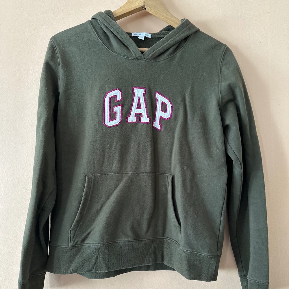 Green and Pink Vintage Gap Pullover Hoodie Size Large